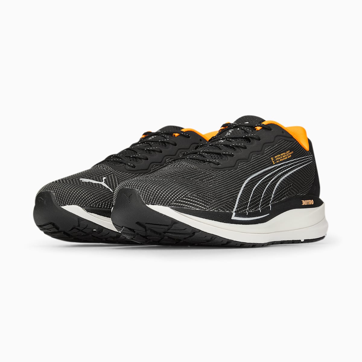 Bezecke Topanky Puma Magnify Nitro WTR Panske Čierne/Oranžové | SK278195