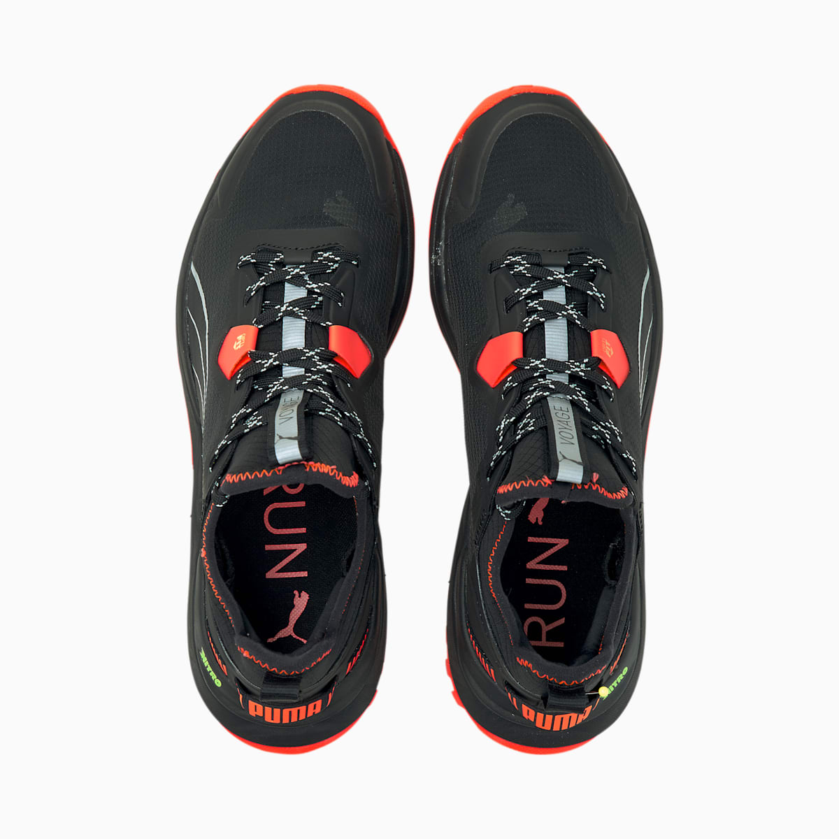Bezecke Topanky Puma Voyage Nitro Panske Čierne/Oranžové/Metal Strieborne | SK256349