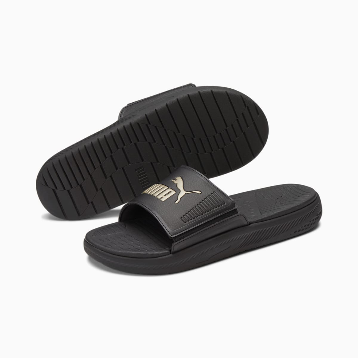 Slapky Puma Softride Slides Panske Čierne/Zlate | SK105742