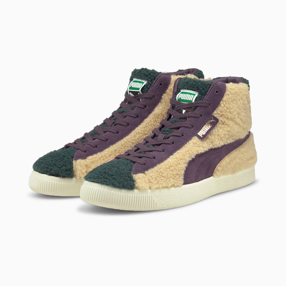 Tenisky Puma Basket Mid Vintage Sherpa Panske Zelene/Nachový | SK039612