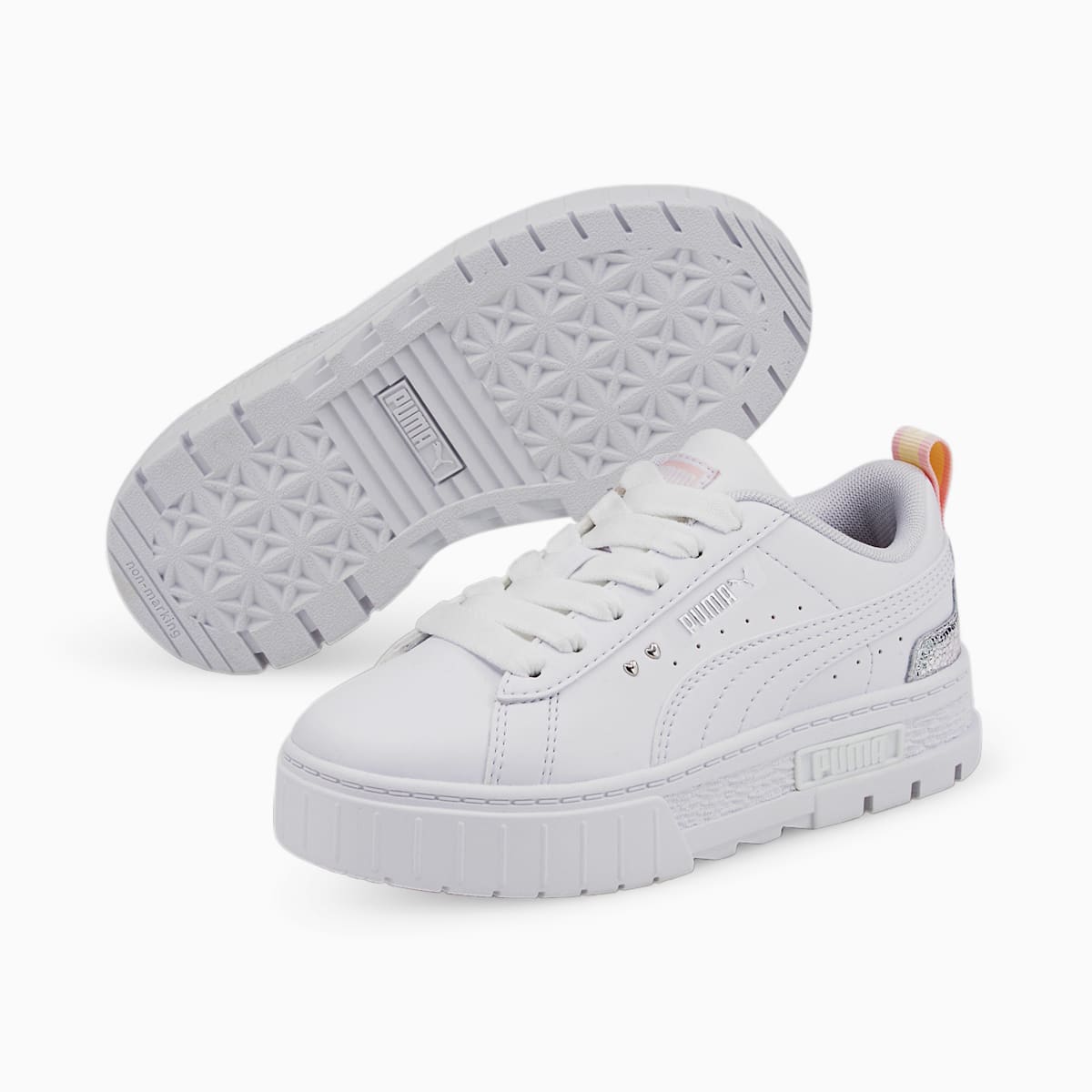 Tenisky Puma Mayze Shiny Dievcenske Biele/Strieborne | SK917283