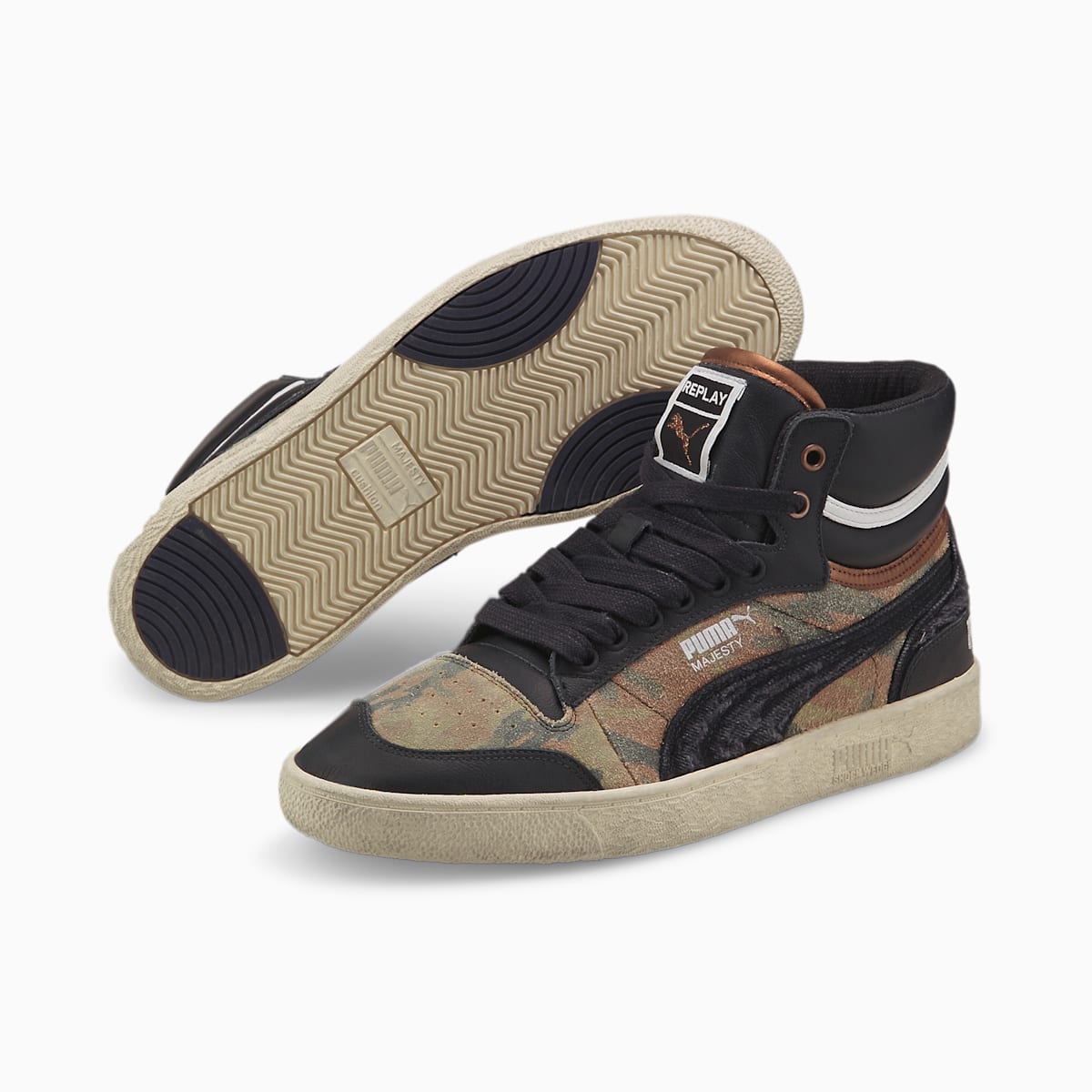 Tenisky Puma Ralph Sampson x Replay Mid Camo Damske Čierne/Tmavo Zelene | SK019275